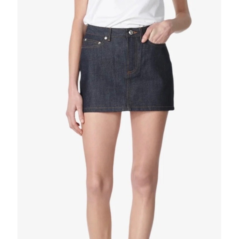 A.P.C. Denim Mini Skirt Women 38 Raw Indigo Selvedge A-Line Designer Western